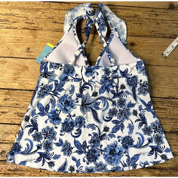 Bal Harbour Swim Women’s Size S Blue/White Floral Tankini NWT - Picture 2 of 7